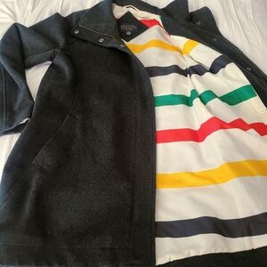 Pendleton Wool Cascade Campbell Dark Grey Coat Lined With Signature Stripes